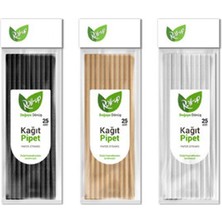 1 Adet Roll-Up Doğaya Dönüş Kağıt Pipet 25'li