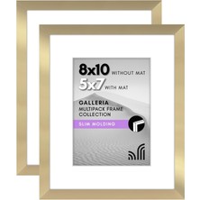 8X10 Resim Çerçevesi 2 Inç Altın Seti - Mat ile 5x7 Resim Çerçevesi Veya 8X10 Çerçeve Olarak Kullanın - Duvar ve Masa Üstü Için Pleksiglas Kapaklı ve Şövaleli Kolaj Resim Çerçeveleri