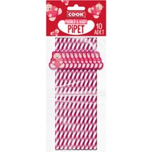 5 Adet Cook Sevgililer Günü Temalı Kağıt Pipet 10'lu