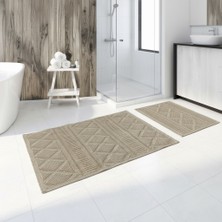 Larissmoon Loomx Banyo Paspası 2’li Set Yıkanabilir Dokuma Yüzey Kaymaz Taban Banyo Halısı Paspas