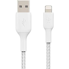 Örgülü Lightning Kablosu (, Ipad, Airpods Için Boost Charge Lightning/usb Kablosu) Mfi Sertifikalı Şarj Cihazı, Örgülü Lightning Kablosu (2m, Beyaz)