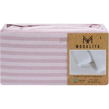 6 Adet Modalita Çizgili Saten Çarşaf Seti 160 x 200 + 30 cm