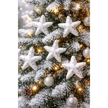 6 Adet Lüx Set Ağacı Süslemeleri Topları Topu Yıldız Yılbaşı Süsleri 6 cm Yeşil Yılbaşı Ağacı Süsü Beyaz