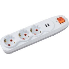 5 Adet Nilson Üçlü Grup Priz Akım Korumalı 2'li Usb'li 1,5 mt