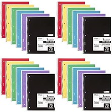 Spiral Defter, 24 Paket, 1-Konu, Geniş Çizgili Kağıt, 7-1/2" x 10-1/2", Dizüstü Bilgisayar Başına 70 Sayfa, Renk Değişebilir (05510)