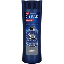5 Adet Clear Men 3 In 1 Şampuan & Duş Jeli Arındırıcı Kömür Saç Yüz Vücut Için 350 ml