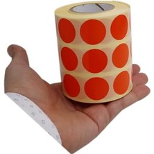 25MM Yuvarlak Etiket Kalıcı Renk Kodu Nokta Çıkartmaları, Rulo Başına 2500 Etiket, Kaplamalı Rulo Etiket Yan Yana 3lü (Turuncu)