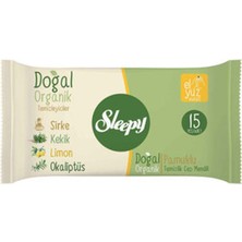 1 Adet Sleepy Doğal Organik Pamuklu Islak Cep Mendili 3X15'LI