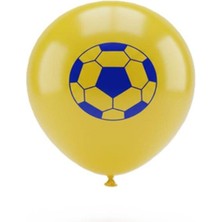 1 Adet Jojo Balloons 12" Taraftar Sarı Lacivert Baskılı Balon 6'lı