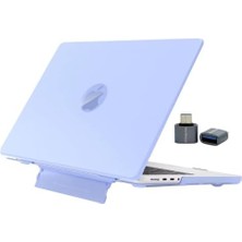 Air 13.6 Kılıf 2024 M4-M3-M2 Uyumlu Standlı Mat Şeffaf Sert Kapak Isı Dağıtımlı Ince Koruma Pc Hard Shell Parmak Izi Bırakmaz Katlanabilir Stantlı Tasarım Açık Lila