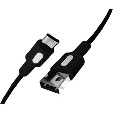 USB A-C Hızlı Şarj Kablosu, Siyah Kablo, Beyaz/siyah Uçlar (150 Cm)