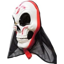 Halloween Maske Iskelet Tüllü Kırmızı Beyaz