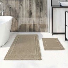 Larissmoon Loomx Banyo Paspası 2’li Set Yıkanabilir Dokuma Yüzey Kaymaz Taban Banyo Halısı Paspas