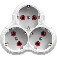 3'lü Topraklı Papatya Priz, Beyaz Çoklu Elektrik Prizi, 3 Yuvalı Grup Priz