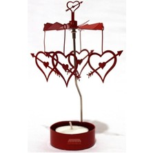 Isı Ile Dönen Kalp Mumluk Seti (Kırmızı)