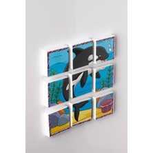 Manyetik Blok Çift Taraflı 9 Parçalı Mıknatıslı Penguen - Köpek Balığı Puzzle - 2 Görsel Yapboz