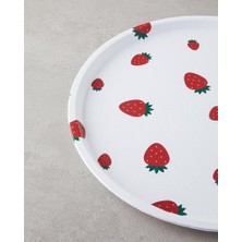 Strawberries Plastik Tepsi Beyaz - Kırmızı, 36 x 30 x 10 cm