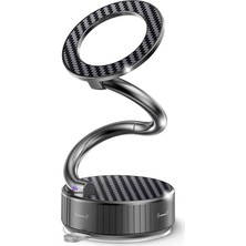 Metal Katlanabilir Karbon Fiber ile Uyumlu Mıknatıslı Araç Telefon Tutucu 360° Dönebilir Kilitli Vakum