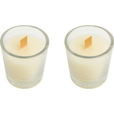 Dekoratif Bergamot Okyanus Biberiye Kokulu Ahşap Fitil Doğal 40 ml Kutulu Hediyelik Mum Şat Bardak 2'li Set Mum