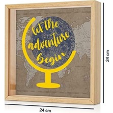 Let The Adventure Begin Tasarımlı Ahşap Kumbara