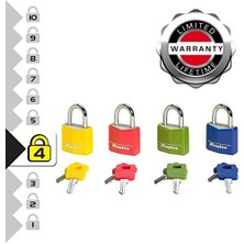 Anahtarlı Asma Kilit Masif Alüminyum Kaplamalı, Mavi, Sarı, Kırmızı, 5,2 cm x 3 cm x 1,6 cm