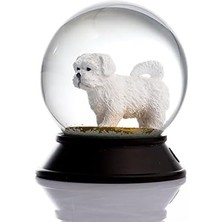 Cam ve Reçine Altın Patiler Köpek Maltese Terrier Kar Küresi Hediye