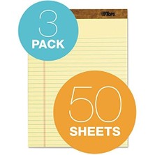Tops The Legal Pad Yazma Pedleri, 20,8 cm x 25,08 cm x 25,08 Cm, Kanarya Kağıdı, Yasal Kural, 50 Yaprak, 3'lü Paket (75327)