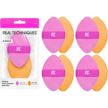 Real Techniques 4 Paket Mucize 2'si 1 Arada Puflar, Çift Taraflı Makyaj Karıştırma Pufu, Tersinir Elastik Bant, Hassas Makyaj Süngeri ve Pudra Pufu, Sıvı, Krem ve Toz Ürünleri Için