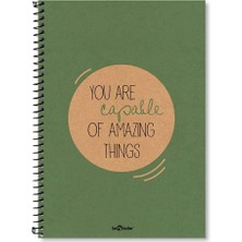 Lé 2015075/3 Eco Sert Kapaklı, Spiralli, Sarı Kağıtlı, 200 Sayfa Yeşıl