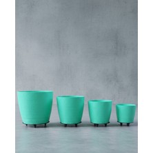 LTG Nova 4’lü 3D Yeşil Dekoratif Saksı Takımı Ayaklı Vazo Seti