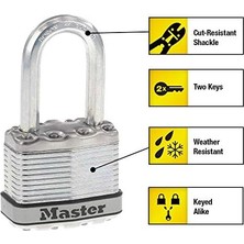 M1XQLF Magnum Ağır Hizmet Tipi Açık Asma Kilit, Anahtarlı, 4'lü Paket Anahtarlı, Gümüş