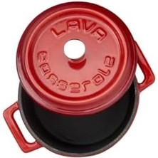 Metal Döküm Mini Tencere, 10 Cm, 0.35 L Hacim, Kırmızı