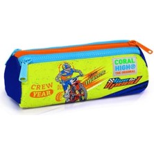 Lacivert Sarı Motosiklet Üç Bölmeli Kalemlik -Erkek Çocuk