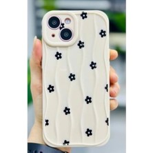 13 ve 14 Uyumlu 3D Wavy Siyah Papatya Baskı Desenli Silikon Kılıf - Dalgalıpapatya