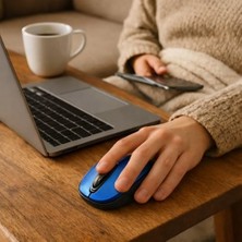 2.4 Ghz Kablosuz Mouse | USB Alıcılı, 1600 Dpı Yüksek Hassasiyet | Sessiz Tıklama, Ergonomik Tasarım | Laptop ve Masaüstü Uyumlu - Mavi
