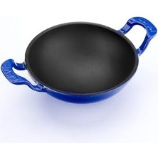 Döküm Mini Wok Yekpare Kulplu Çap 16CM Mavi