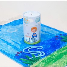 3 Parça Namaza Ilk Adım Çocuk Hediyelik Silindir Kumbara Kutulu Seccade Seti