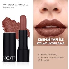 Deep Impact Lipstick 03 Confident Rose Kremsi Dokulu Yarı Parlak Ruj, Nude