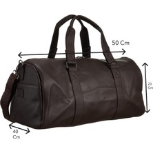 Westpolo Vegan Deri Şık ve Fonksiyonel Seyahat Valiz ve Modern Erkek Spor Çantası - Kahverengi