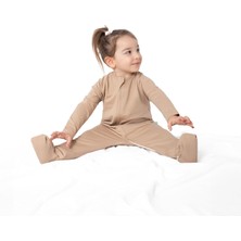 Organik Pamuk Çocuk Ayaklı Uyku Tulumu - 1 Tog - (12-18 Ay) - Kum Beji