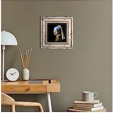 Johannes Vermeer Inci Küpeli Kız Taş Duvar Tablosu - Çerçeveli Taş Tablo - Dekoratif Duvar Sanatı - Modern Ev ve Ofis Duvar Dekoru T1-140