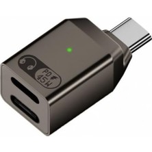 Type C To Type C ve Lightning 45W Hızlı Şarj Kulaklık Dönüştürücü Otgcl