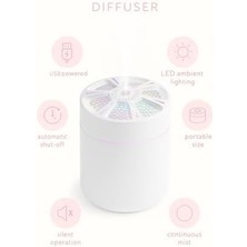 LED Işıklı Mini Aroma Difüzör Beyaz USB Hava Nemlendirici Sessiz Çalışan Taşınabilir Nem Makinesi Masaüstü Oda Ofis Araç Için Uygun Otomatik Kapanma Özellikli