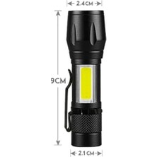 El Feneri LED USB Şarjlı-Metal Ultra Güçlü Parlak Zoom Mini Boy El Feneri [enerji Sınıfı A++]ortam Lambası Deprem,,jandarma,zabıta,bekçi Feneri