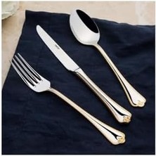 Nehir Fulya Altın Sade 12 Kişilik 60 Parça Çatal Kaşık Takımı