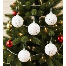 Beyaz Yılbaşı Ağaç Süsü Top Seti – 6 Adet