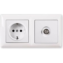 Visage Beyaz 2'li Set Topraklı Priz ve Telefon Nümeris Cat3 Set