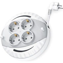 5 Metre Makaralı 4'lü Grup Priz, Ttr Bakır Sarım Uzatma Kablo, Dörtlü Çoklu Priz, 5 Metre 3X1MM Kablo, 3000 Watt