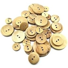 Tahta Dikme, 2 Delik Çanak Model, Doğal Ahşap, Zeytin AĞACI,100 Adet 20MM-32L