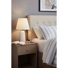 Lambazade Zümzade Model Beyaz Ahşap Gövdeli Beyaz Başlık Abajur